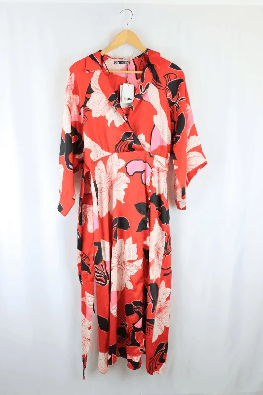 Zara Red Floral Dress Tunics Versatile stylish