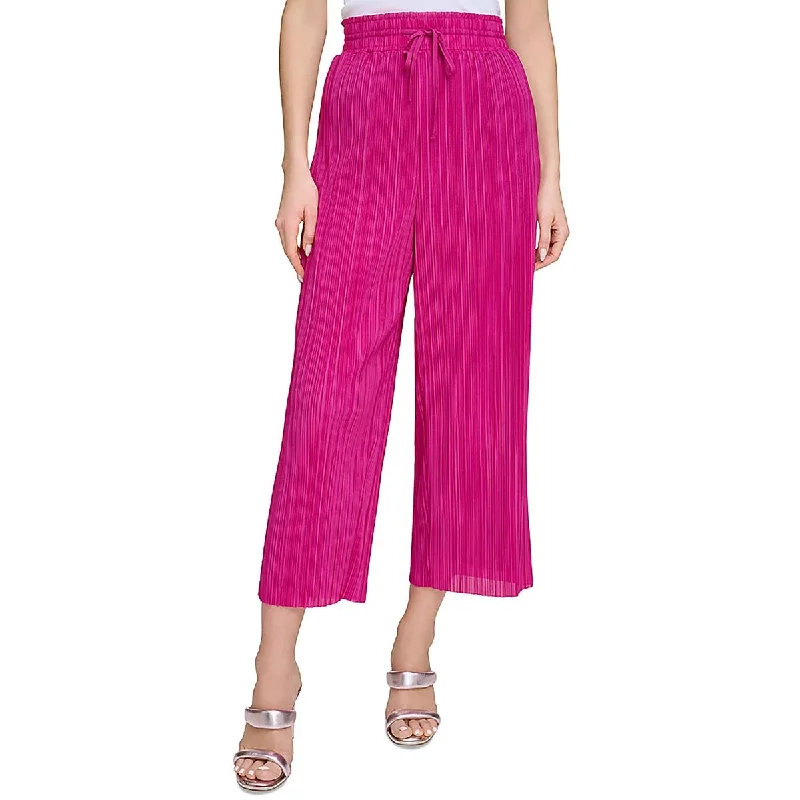 Womens Ruffled Solid Palazzo Pants Elegant Trouser Pants