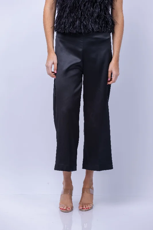 Avenue Montaigne Satin Pant in Black Formal Dress Pants