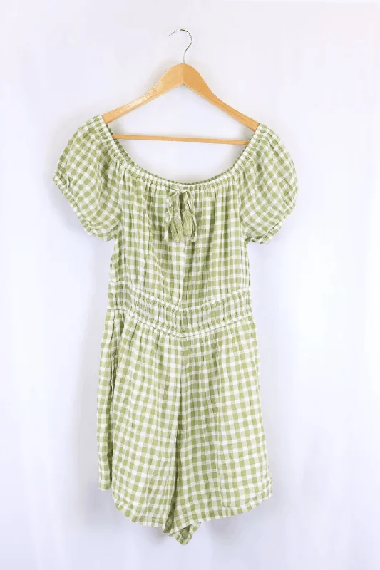 American Eagle Green Check Dress L Tunics Winter warm