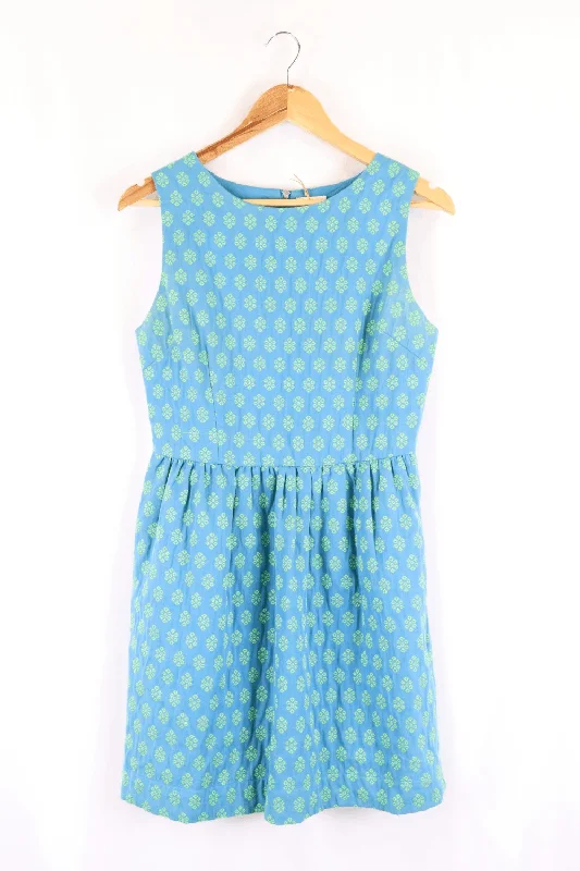 Gorman Blue And Green Dress 8 Square Neckline Feminine