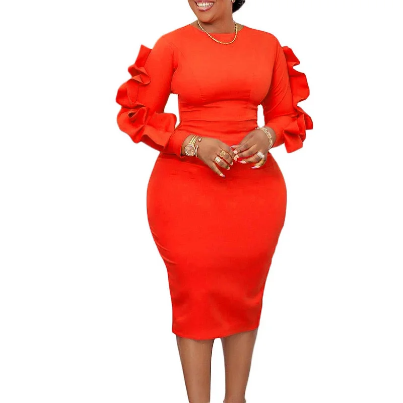 Ruffle Sleeve Dresss Orange Tunics Top rated