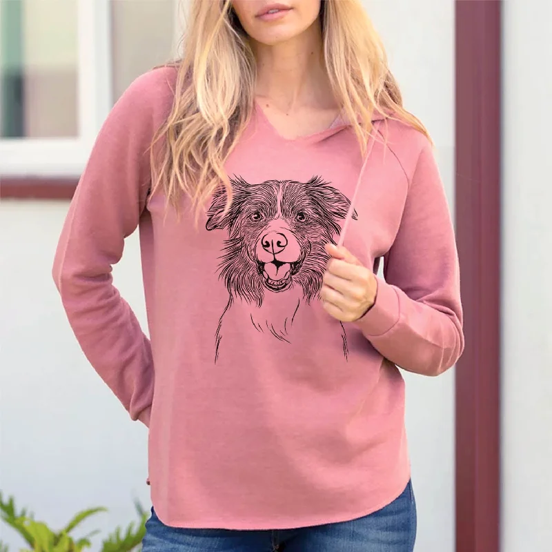 Dizzy the Border Collie - Cali Wave Hooded Sweatshirt Hoodie with Exposed Zipper Edgy Industrial