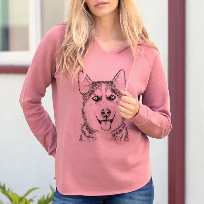 Bare Sesi the Siberian Husky - Cali Wave Hooded Sweatshirt Hoodie with Patch Decorative Personalized