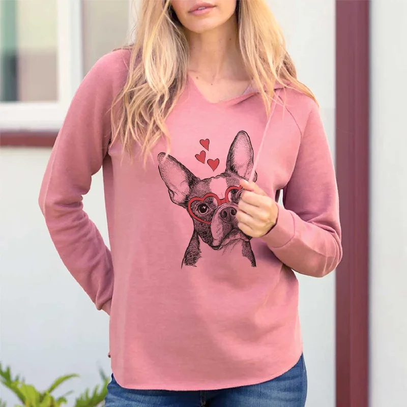 Valentine Dee Dee the Boston Terrier - Cali Wave Hooded Sweatshirt Hoodie Dress Longline Feminine