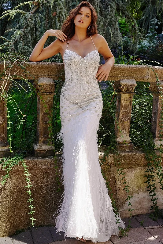 Jovani 08550 - Beaded Feather Fringe Dress Tunics New arrival