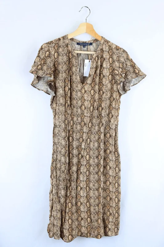 French Connection Animal Print Dress 10 Tunic Top Casual