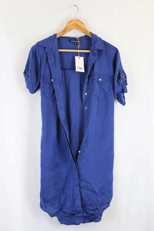 French Connection Blue Dress 8 Crew Neckline Sporty