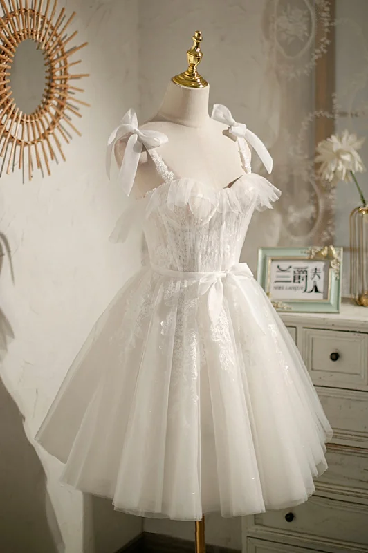 Champagne Tulle Lace Knee Length Prom Dress, Cute A-Line Party Dress Tunics Running lightweight Champagne Tulle Lace Knee Length Prom Dress, Cute A-Line Party Dress Tunics Running lightweight