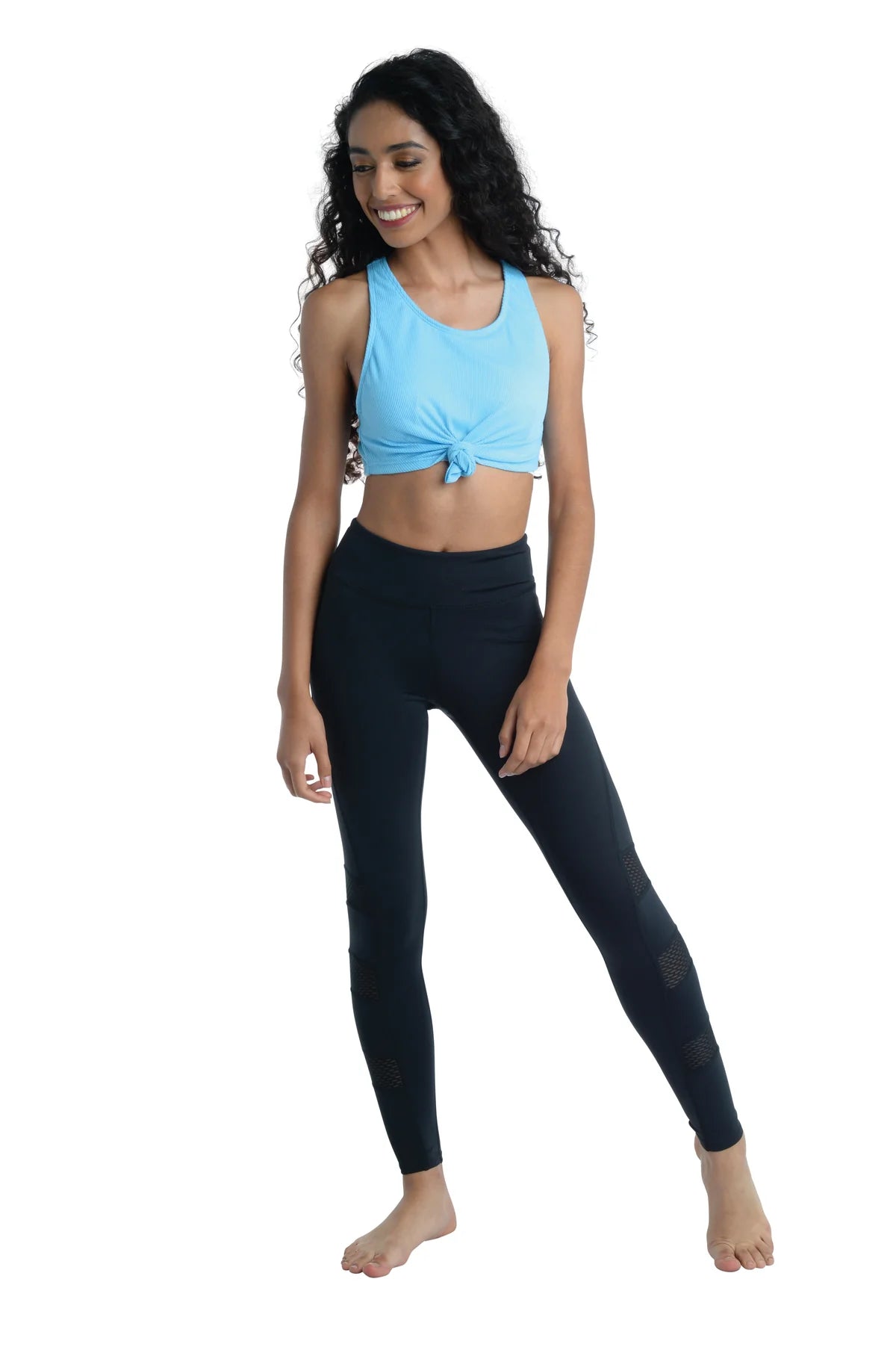 DANZNMOTION 20302A TIE KNOT CROP TOP Terry Blend Velvet Blend Canvas Blend