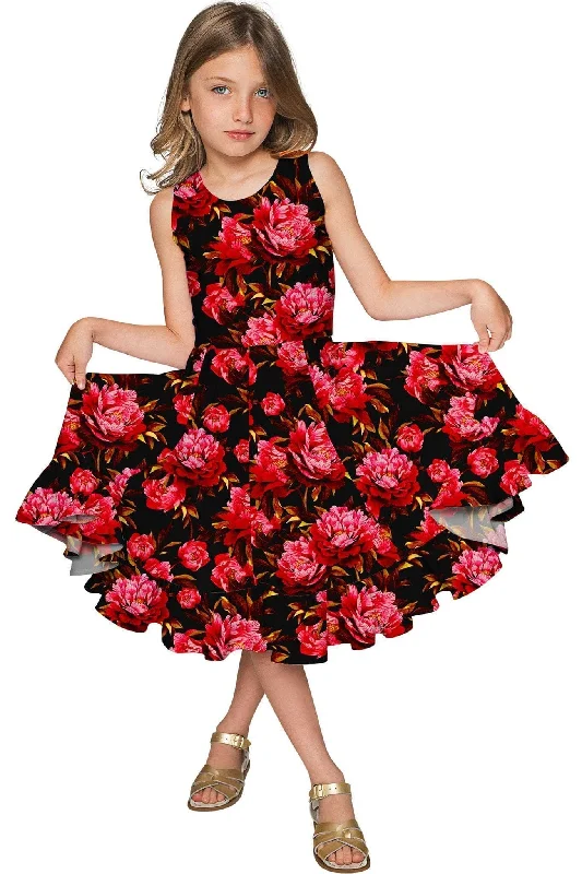 True Passion Vizcaya Fit & Flare Red Fancy Party Dress - Girls Tunics Formal black