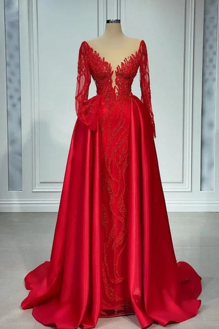 Suzhoufashion Vintage V-neck Lace A-Line Prom Dresses Evening Gown With Long Sleeves