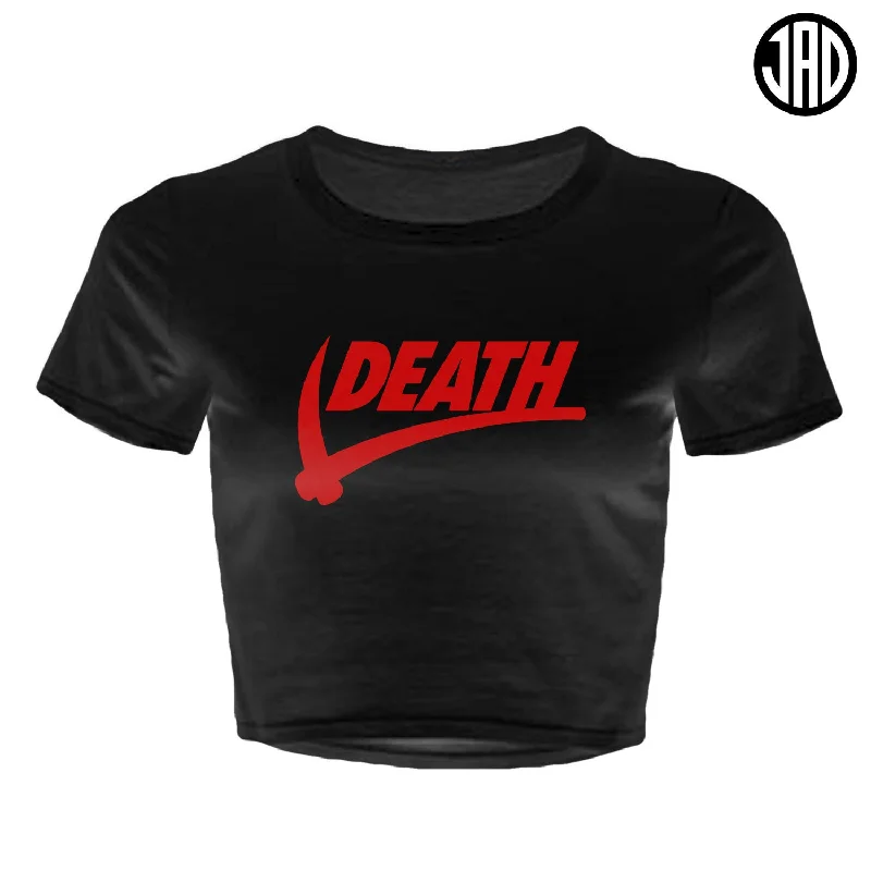 Death Sport Red - Women's Crop Top Solid Color Striped Floral