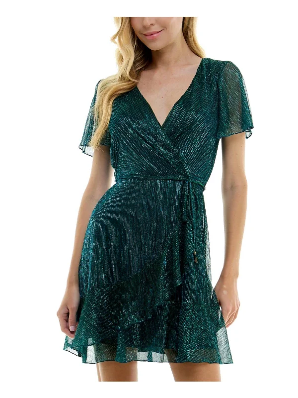 Juniors Womens Metallic Cocktail And Party Dress Tunics Top rated