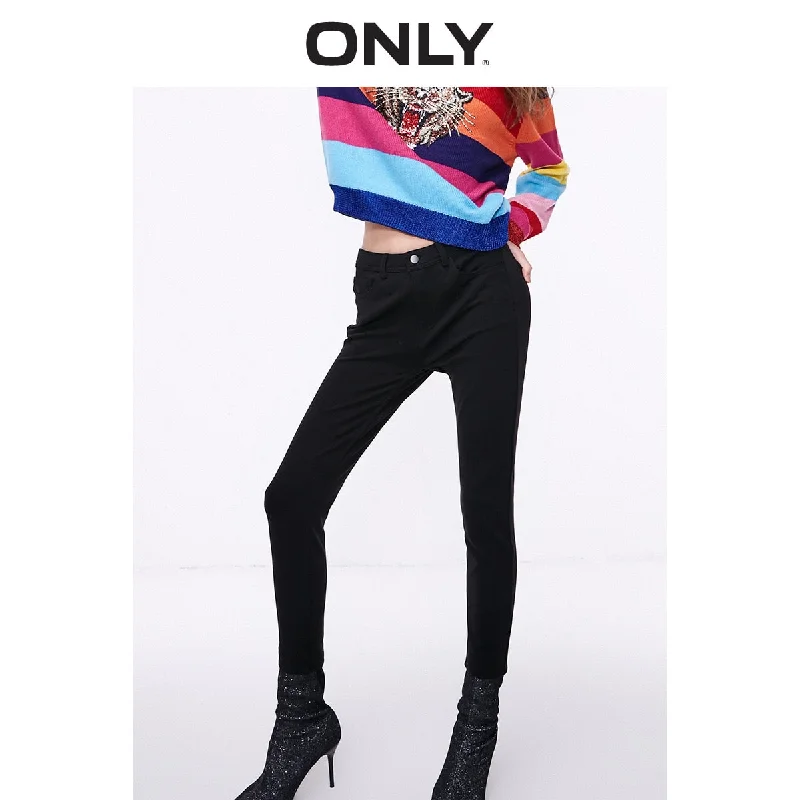 ONLY Women's Women's Black Skinny Crop Pants Casual Wide Pants