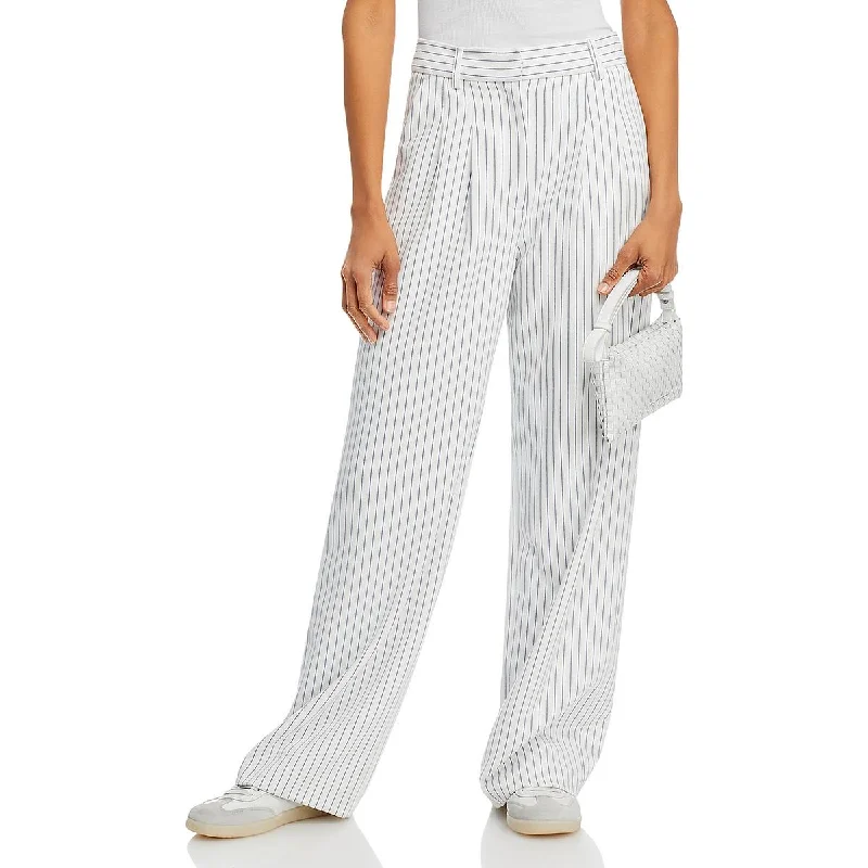 Womens Pinstripe Pockets Wide Leg Pants Comfortable Maternity Pants