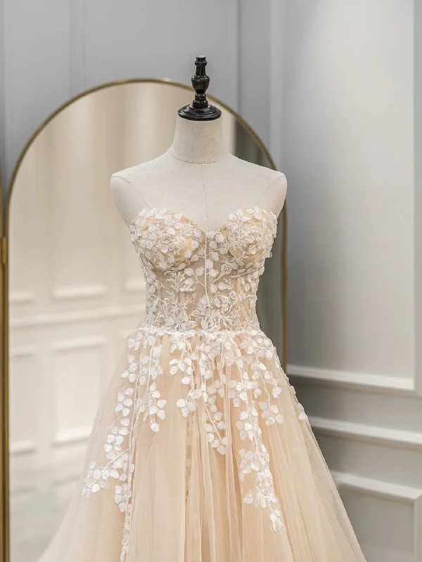 Cute Tulle Sweetheart Long Party Dress with Lace, Beautiful A-Line Prom Dress Tunics Gym athletic Cute Tulle Sweetheart Long Party Dress with Lace, Beautiful A-Line Prom Dress Tunics Gym athletic