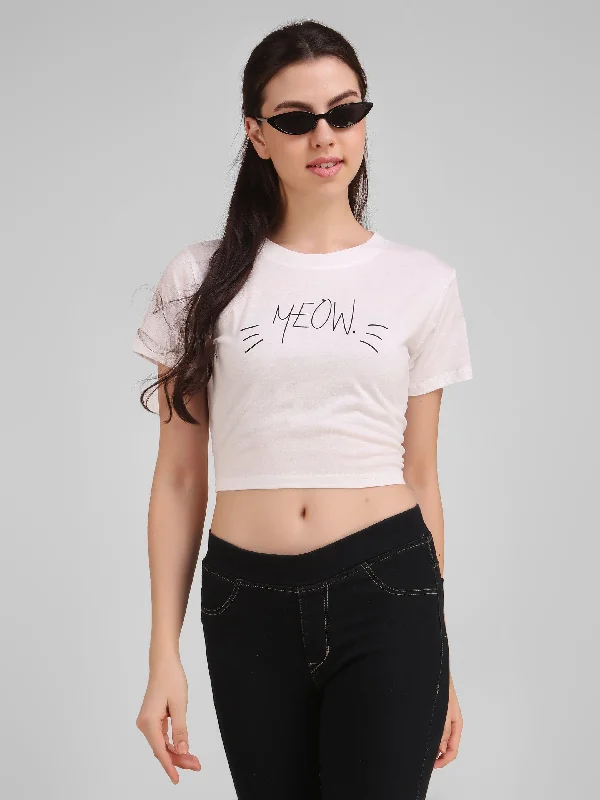 Women White Crop Top - NOZ2TOZ Lace Blend Ribbed Blend Corduroy Blend