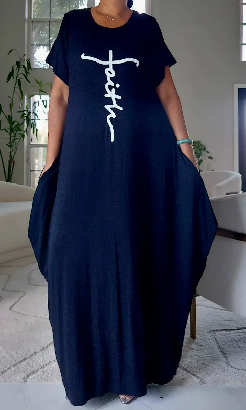 Faith Bubble  Jersey  Dress/Short Sleeve/Faith Black Tunics Formal black