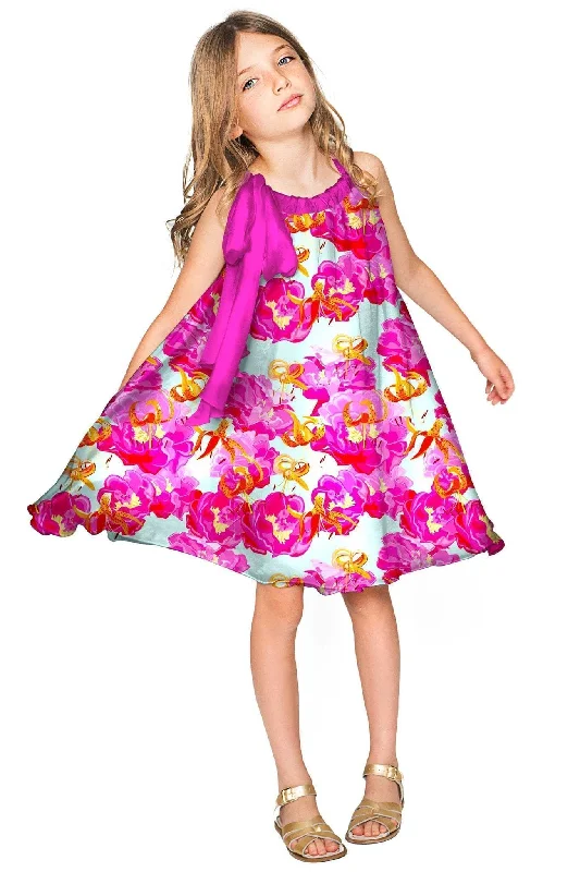 Sweet Illusion Melody Pink Chiffon Party Dress - Girls Tunics Office stylish