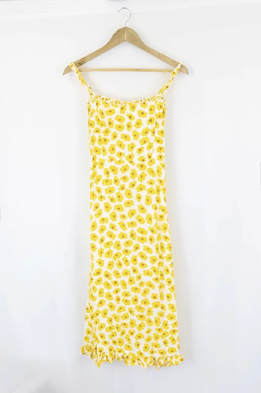 Faithfull The Brand Yellow Dress S Maxi Flowy Bohemian