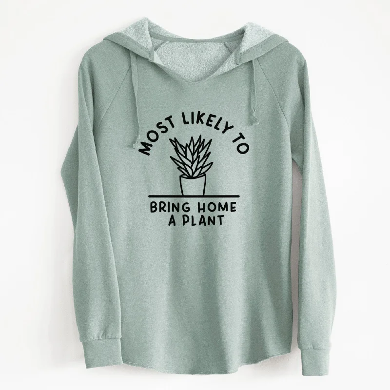 Most Likely to Bring Home a Plant - Cali Wave Hooded Sweatshirt Hoodie with Slit Hem Functional Movement