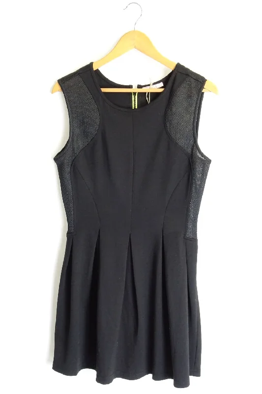Sass Sleeveless Black Dress with Mesh Detail -12 Tunics Brand named