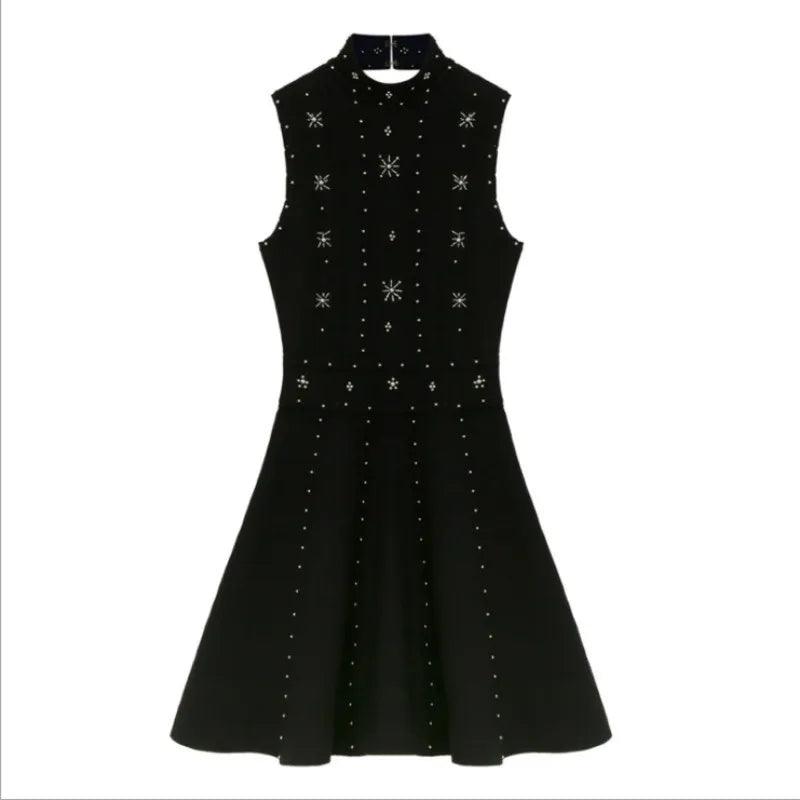 Vintage Black Beaded A-Line Party Dress: Timeless Elegance for Summer Events Tunics Travel practical