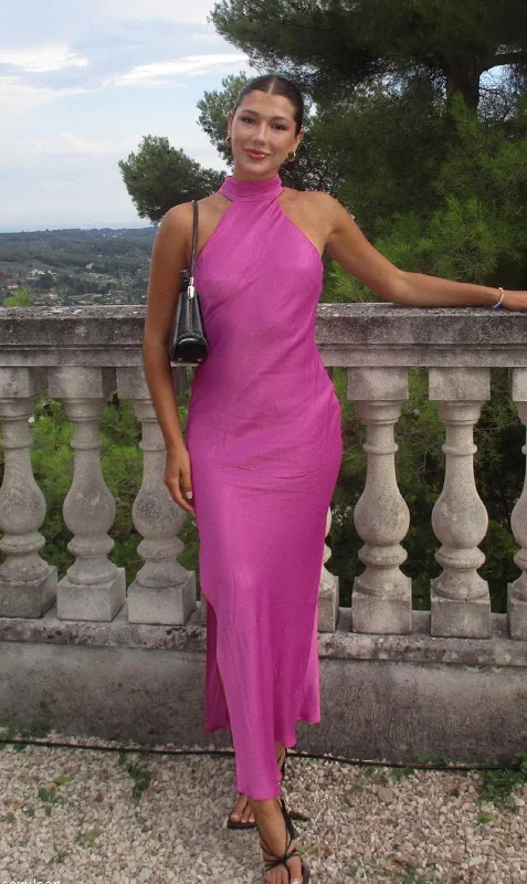 Claire Satin Drape Dress (Pink) Tunics Brand named