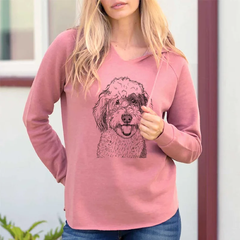 Sherlock the Sheepadoodle - Cali Wave Hooded Sweatshirt Hoodie with Button Classic Timeless