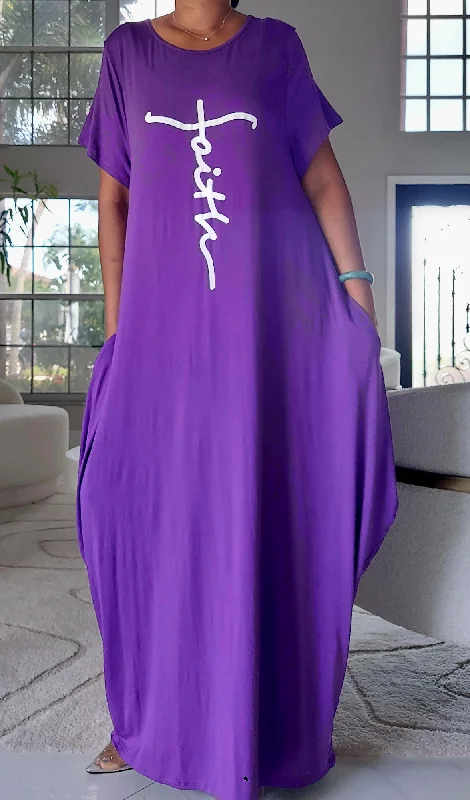 Faith Bubble  Jersey  Dress/Short Sleeve / Purple Tunics Occasion special