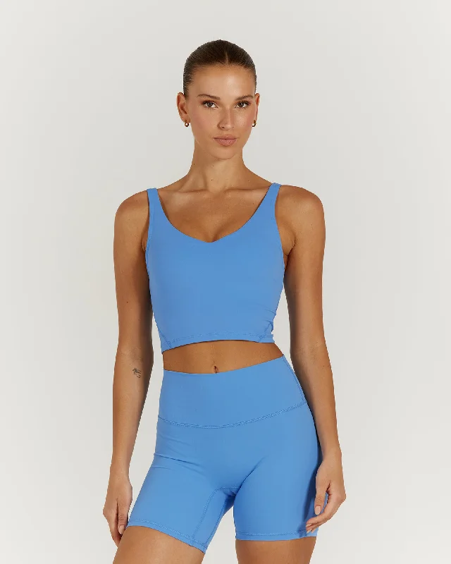 LUXE BROOKE CROP TOP - AERIAL BLUE Chenille Blend Fleece Blend Nylon Blend