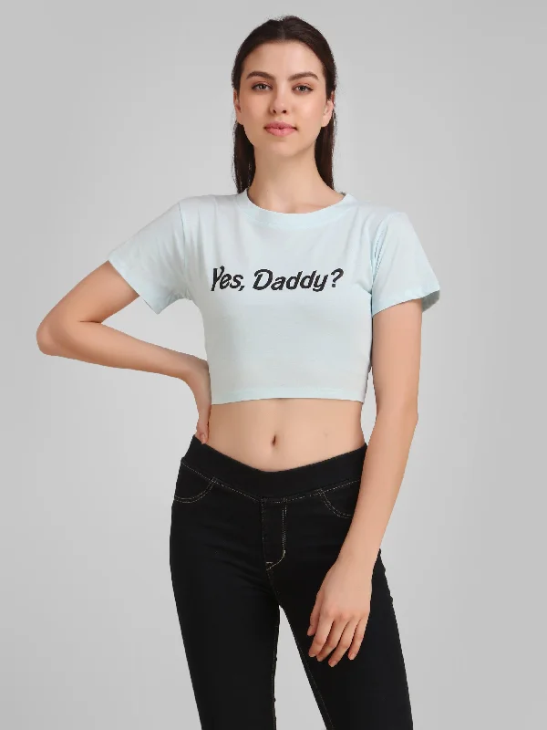 Women Blue Crop Top - NOZ2TOZ Polka Dot Checkered Tartan