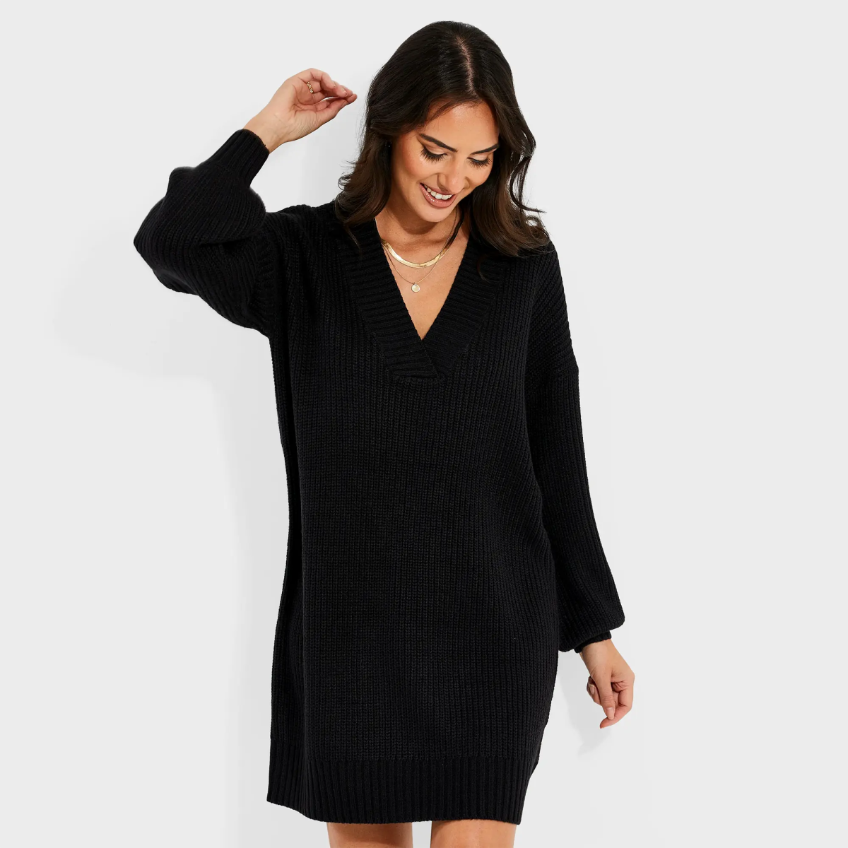 Threadbare Petite Ladies Knitted Neck Dress Tunics Chic elegant