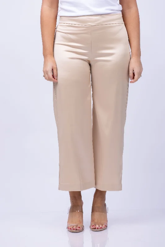 Avenue Montaigne Alex Satin Pant in Champagne Classic Cropped Pants