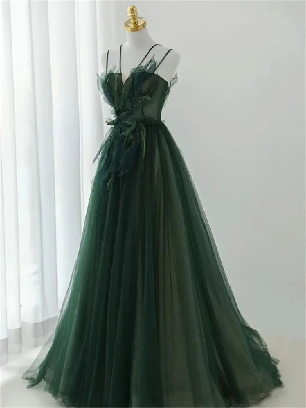 Forest Style Emerald Green Beading Tulle Dress, Prom Dress Fairy,Evening Gown Graduation Party Dress Tunics Cozy comfortable