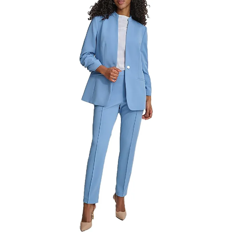 Womens Pleated Solid Ankle Pants Classic Flared Pants
