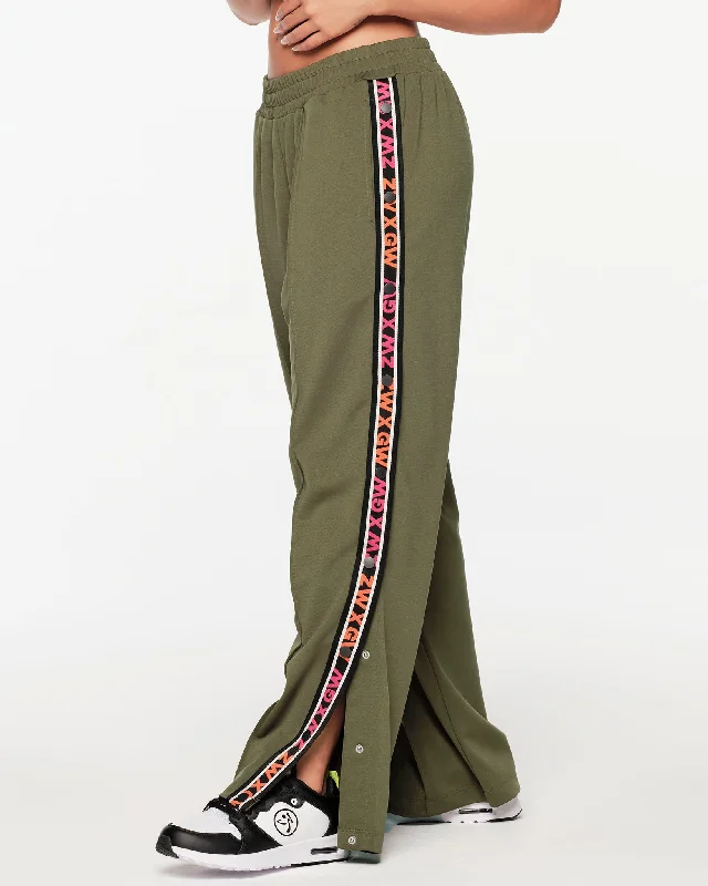 ZW X GW Straight Leg Track Pants With Side Snaps Comfortable Denim Leggings