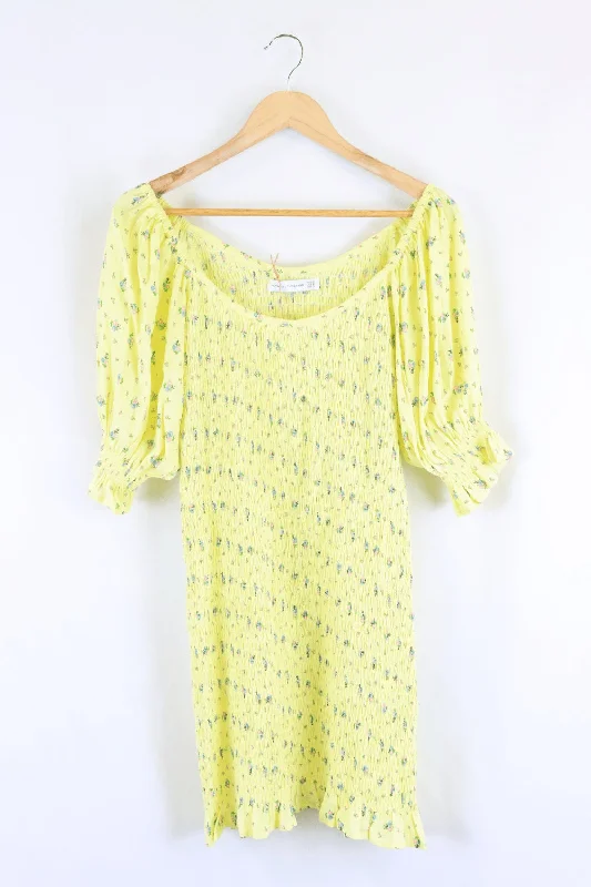 Faithfull The Brand Yellow Shirred Dress 12 Tunics Chinos classic