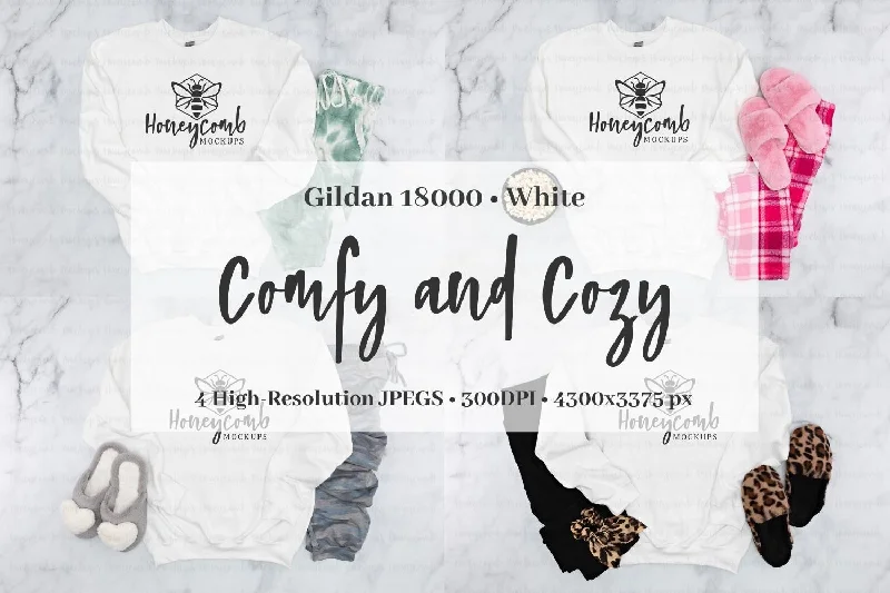 White Gildan 18000 Sweatshirt Mockup Bundle, Women's Sweatshirt Mockup, Comfy and Cozy Mockup Hoodie with Camouflage Military Edgy