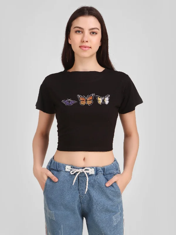 Women Black Crop Top - NOZ2TOZ Faux Fur Fabric Real Fur Fabric Shearling Fabric