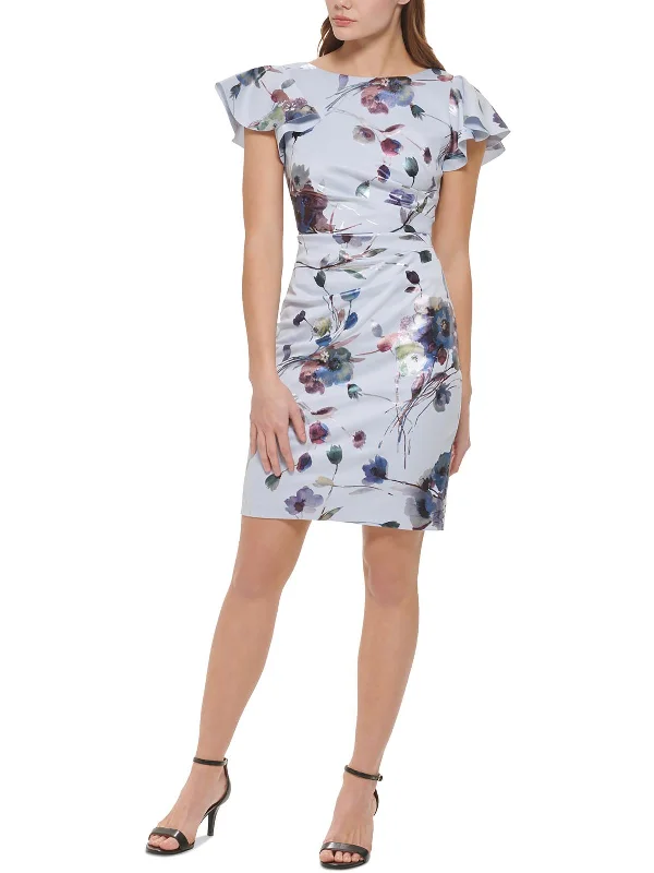 Petites Womens Floral Print Polyester Cocktail And Party Dress Tunics Vintage classic Petites Womens Floral Print Polyester Cocktail And Party Dress Tunics Vintage classic