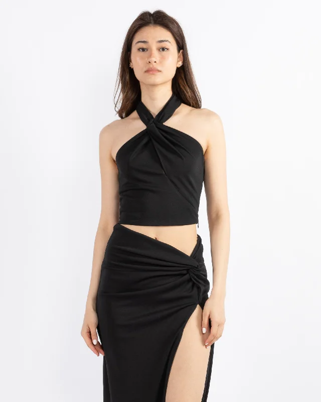 Kaia Crop Top Satin Blend Silk Blend Wool Blend