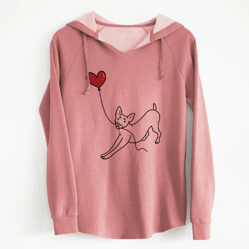 Rat Terrier Heart String - Cali Wave Hooded Sweatshirt Hoodie with Hem Drawcord Adjustable Customizable