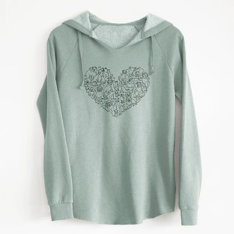 Heart Full of Dogs and Cats - Cali Wave Hooded Sweatshirt Hoodie with Hem Applique Textured Unique