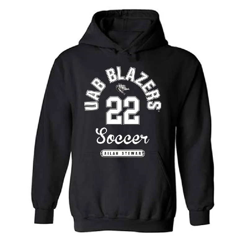 UAB - NCAA Women's Soccer : Lailah Stewart - Classic Fashion Shersey Hooded Sweatshirt Hoodie with Stripes Bold Sporty