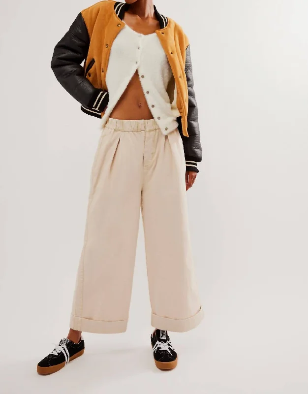 After Love Cuff Pants In Sandshell Soft Cotton Pants