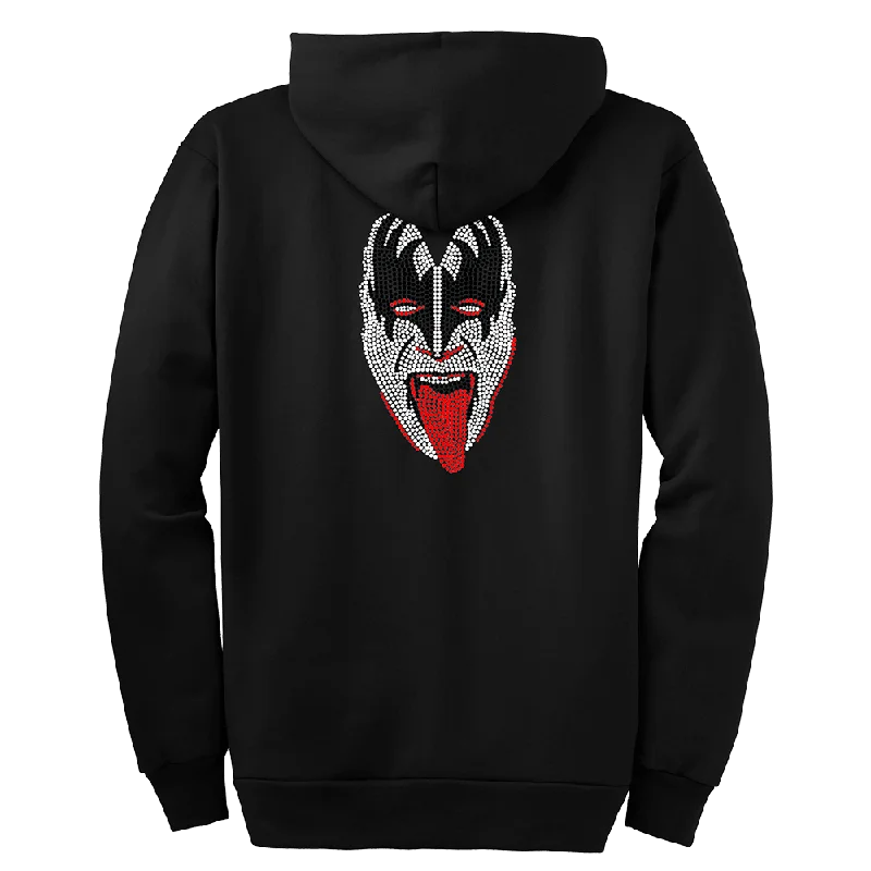 The Demon Bling Zip Hoodie Hooded Sweatshirt Casual Wear Street Style