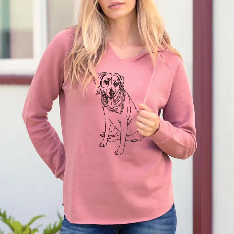 Doodled Faith the Labrador Retriever - Cali Wave Hooded Sweatshirt Hoodie with Bell Sleeves Flared Feminine