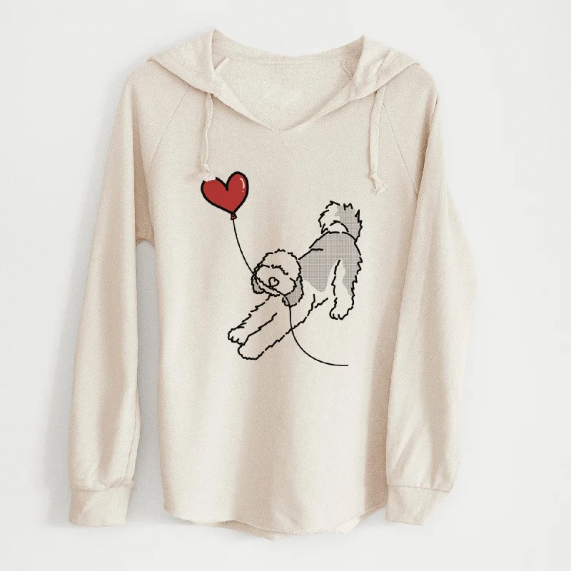 Sheepadoodle Heart String - Cali Wave Hooded Sweatshirt Hoodie with Elastic Waist Stretchable Comfortable